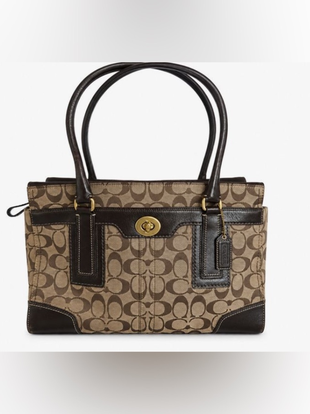 Coach Vintage Hampton Signature Carryall Monogram Canvas and Leather Bag 11063